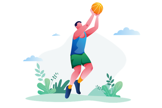 Mann spielt Basketball  Illustration