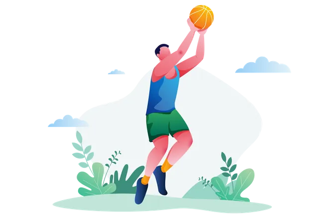 Mann spielt Basketball  Illustration