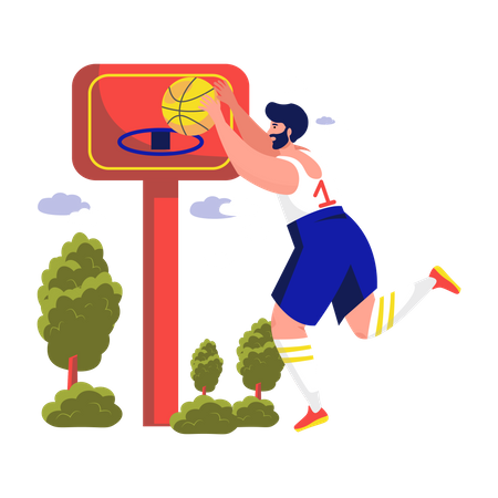 Mann spielt Basketball  Illustration