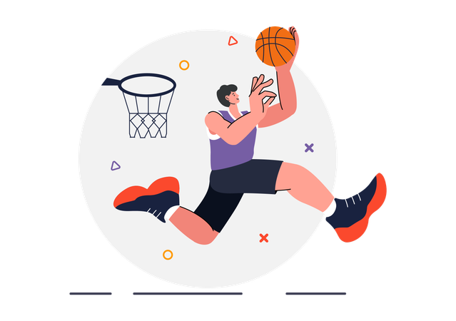 Mann spielt Basketball auf dem Feld  Illustration