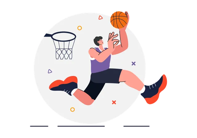 Mann spielt Basketball auf dem Feld  Illustration