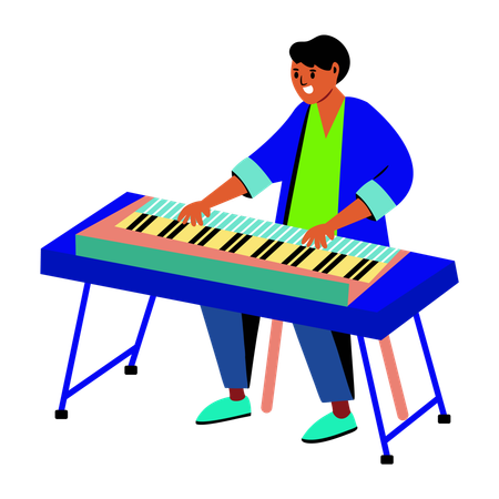 Mann spielt Clavichord  Illustration