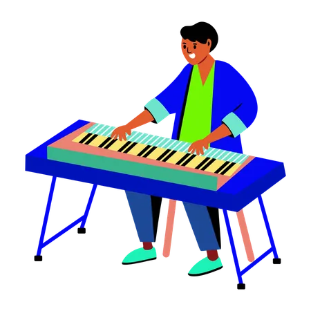 Mann spielt Clavichord  Illustration