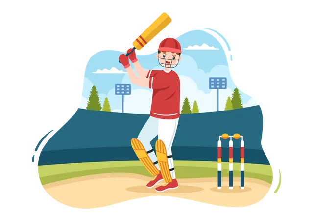 Mann spielt Cricket  Illustration