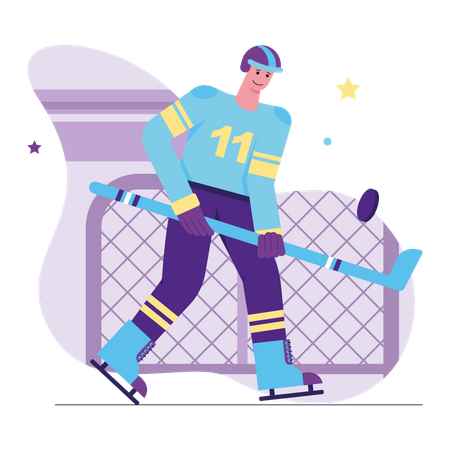 Mann spielt Eishockey  Illustration