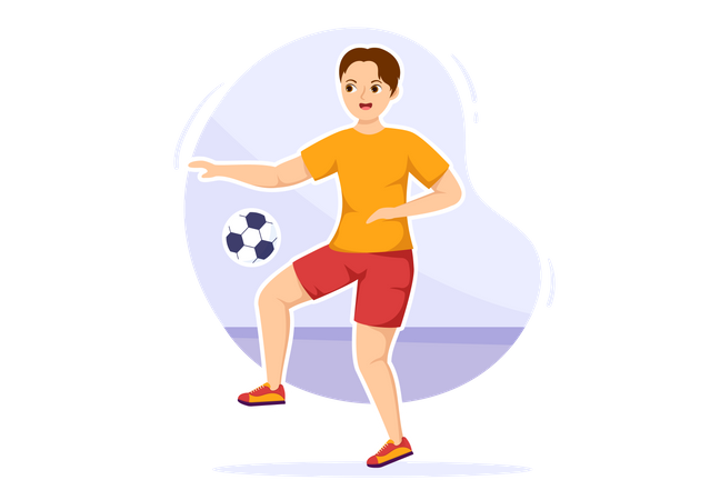 Mann spielt mit Fußball  Illustration