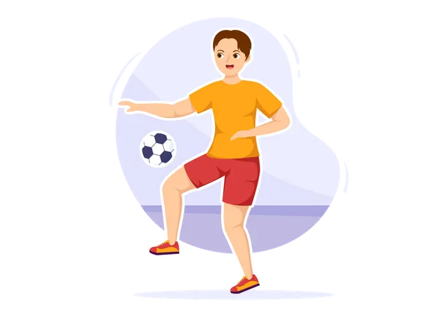 Mann spielt mit Fußball  Illustration