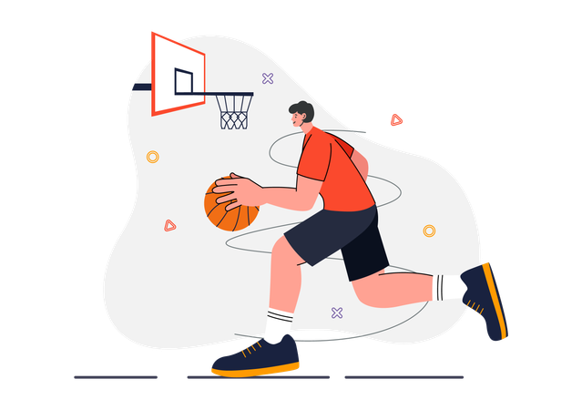 Mann spielt gerne Basketball  Illustration