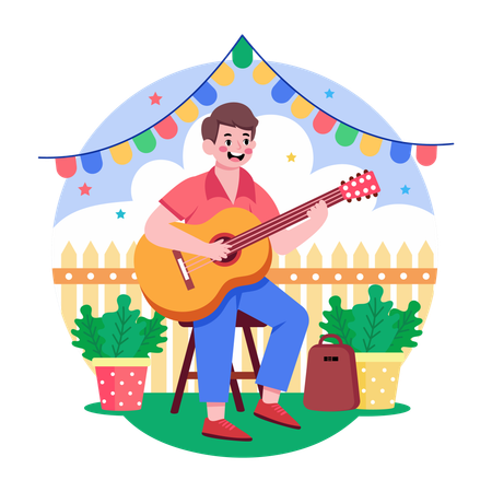 Mann spielt Gitarre  Illustration
