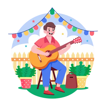 Mann spielt Gitarre  Illustration