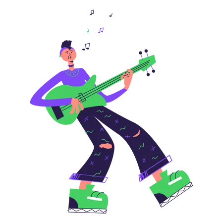 Mann spielt Gitarre  Illustration