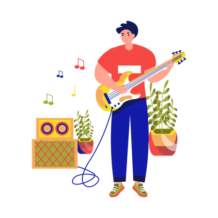 Mann spielt Gitarre  Illustration