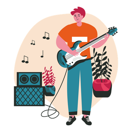 Mann spielt Gitarre  Illustration
