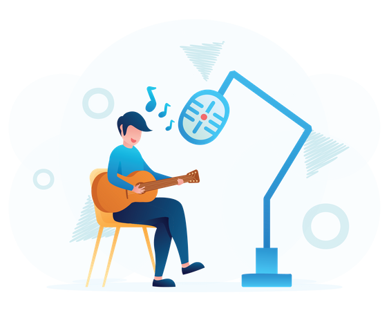 Mann spielt Gitarre  Illustration