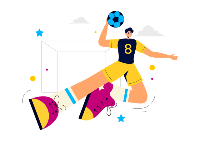 Mann spielt Handball  Illustration