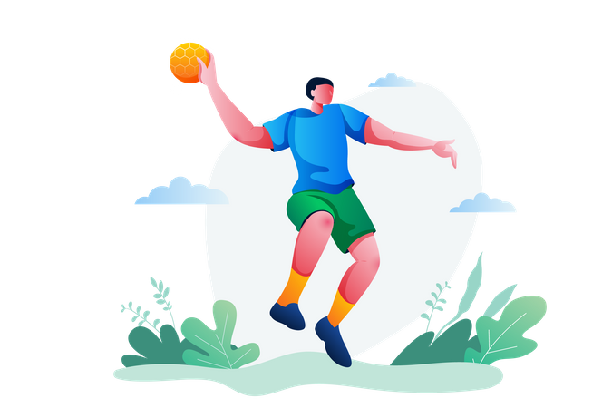 Mann spielt Handball  Illustration