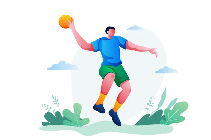 Mann spielt Handball  Illustration