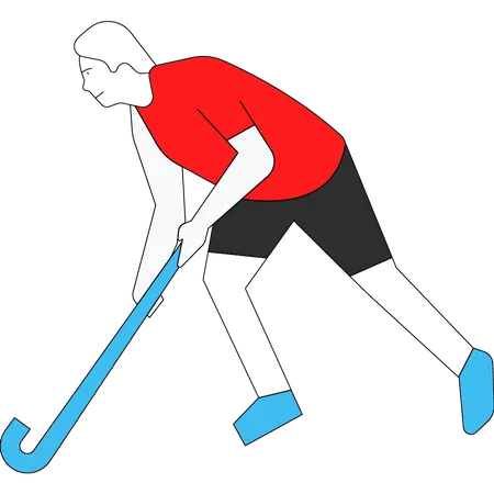 Mann spielt Hockey  Illustration