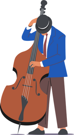 Mann spielt Kontrabass bei Musikveranstaltung  Illustration