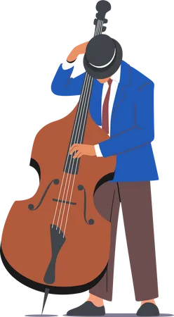 Mann spielt Kontrabass bei Musikveranstaltung  Illustration