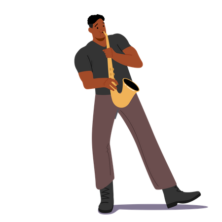 Mann spielt Saxophon bei einem Konzert  Illustration