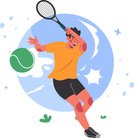 Mann spielt Tennisball  Illustration