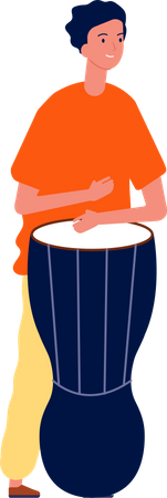 Mann spielt Trommel mit Händen  Illustration