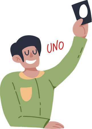 Mann spielt Uno-Spiel  Illustration