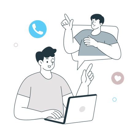 Mann spricht per Videoanruf  Illustration