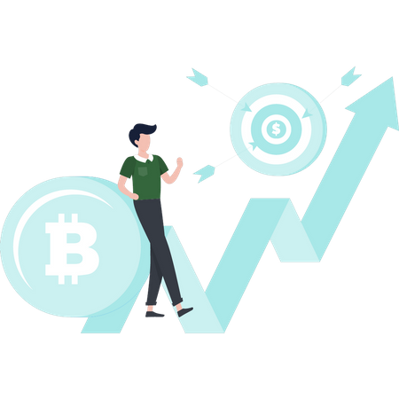 Mann spricht über Bitcoin-Wachstumsdiagramm  Illustration