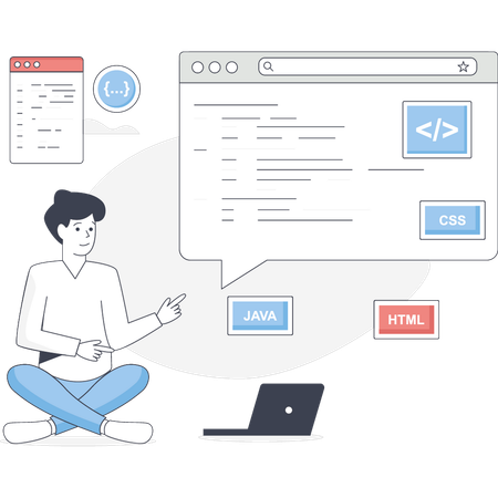 Mann spricht über Datenanalyse  Illustration