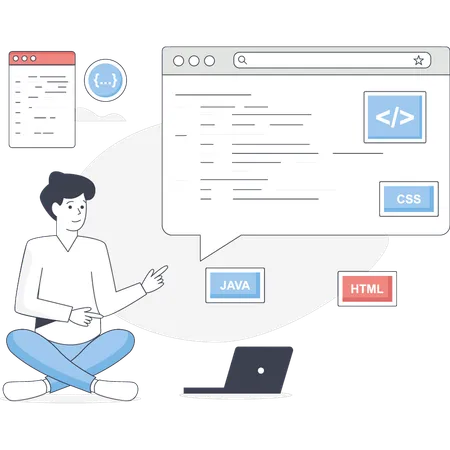 Mann spricht über Datenanalyse  Illustration