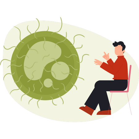 Mann spricht über mikrobiologische Bakterien  Illustration