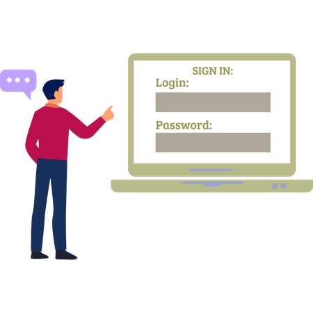 Mann spricht über Mitarbeiter-ID-Login  Illustration