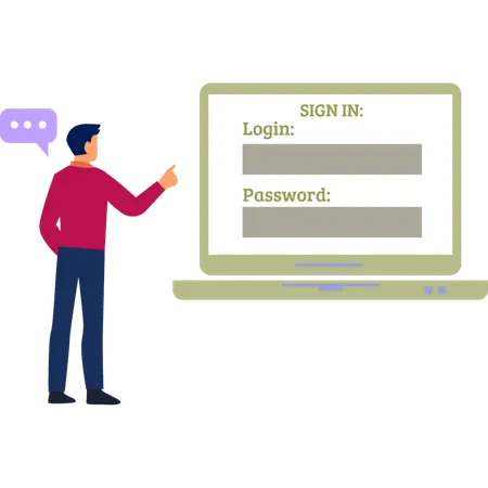 Mann spricht über Mitarbeiter-ID-Login  Illustration