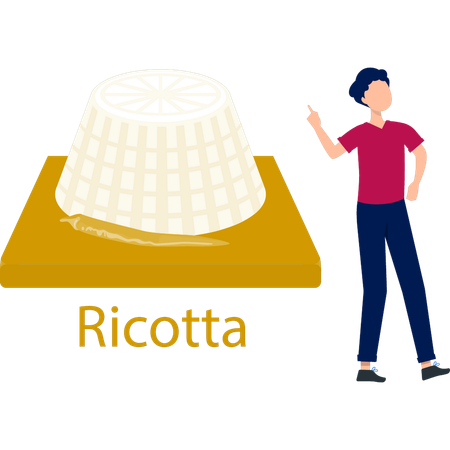 Mann spricht über Ricotta-Käse  Illustration