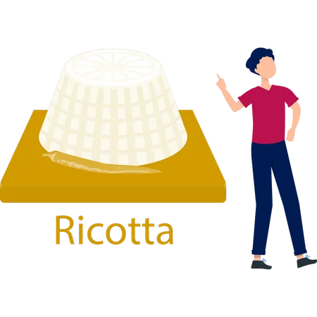 Mann spricht über Ricotta-Käse  Illustration