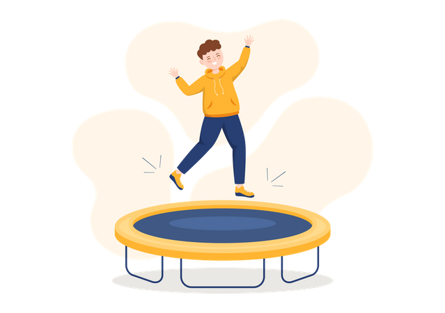 Mann der auf trampolin springt  Illustration