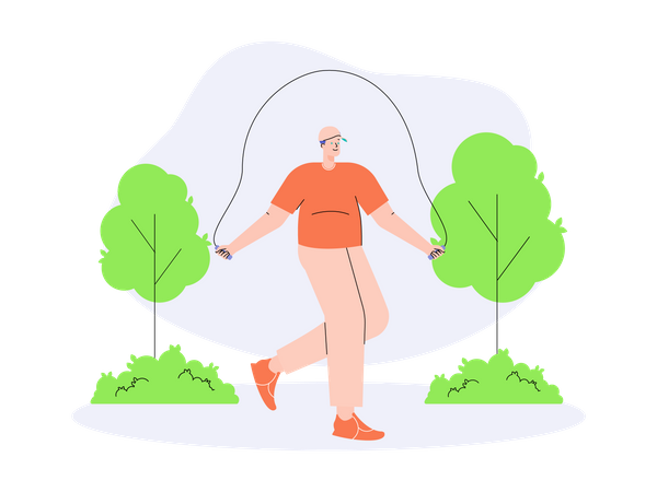 Mann Springseil  Illustration
