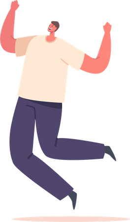 Mann springt vor Aufregung  Illustration