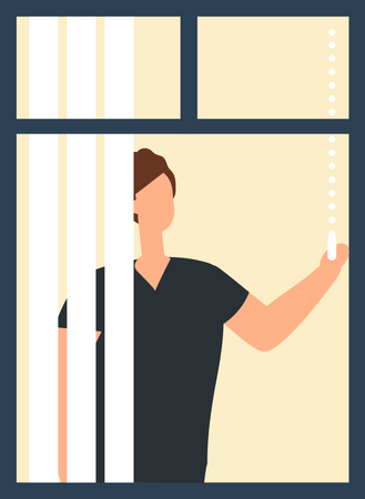 Mann steht am Fenster  Illustration