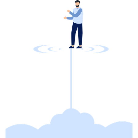 Mann steht auf einer Wolke  Illustration