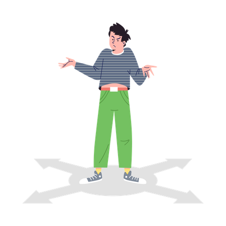 Mann steht in verwirrter Pose  Illustration