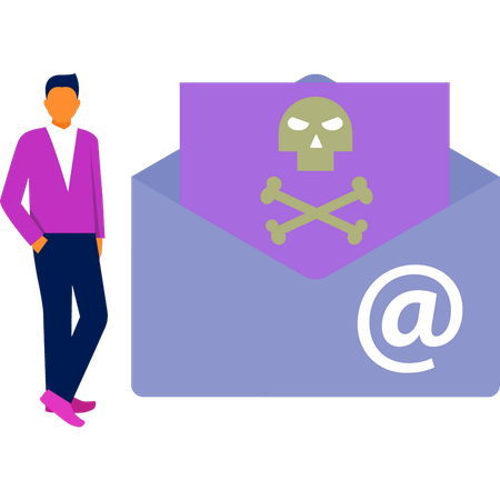 Mann steht in der Nähe von Spam-E-Mail  Illustration