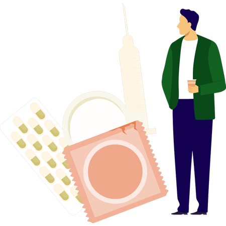 Mann sucht Aids-Medizin  Illustration