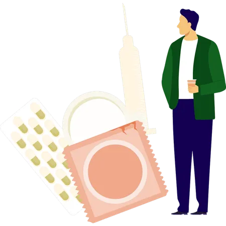 Mann sucht Aids-Medizin  Illustration