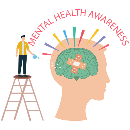 Mann sucht Bewusstsein für psychische Gesundheit  Illustration