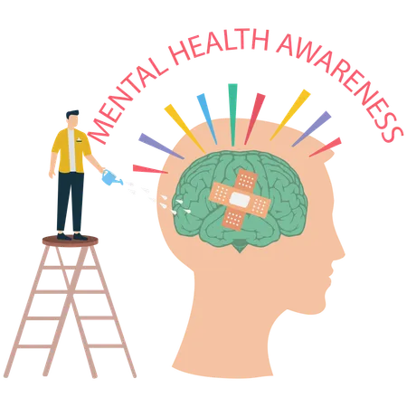 Mann sucht Bewusstsein für psychische Gesundheit  Illustration