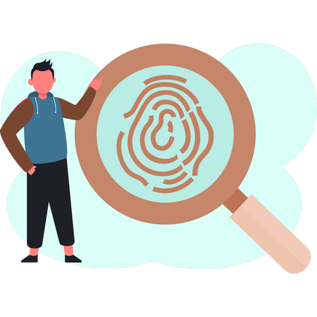 Mann sucht Fingerabdruck  Illustration