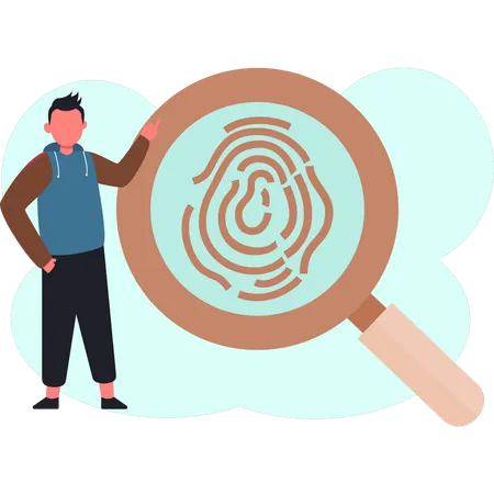 Mann sucht Fingerabdruck  Illustration